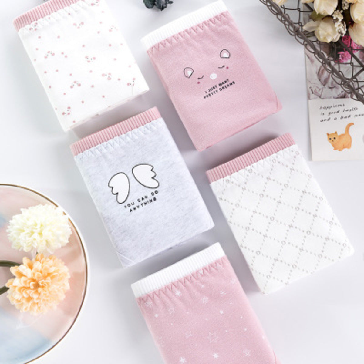 (SG InStock) Ma Ric Ric 5 Pcs Set Low-Waist Antibacterial Cotton Panties (Ladies. Girls. Underwear. Underpants) LPT 1-10