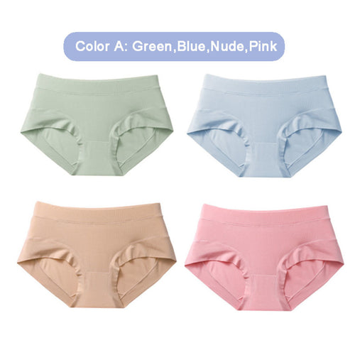 (SG InStock) 60 Thread Count Seamless Modal Antibacterial 4 Pcs Set Low Waist. (Ice Silk Panties. Underpants) - SPT06