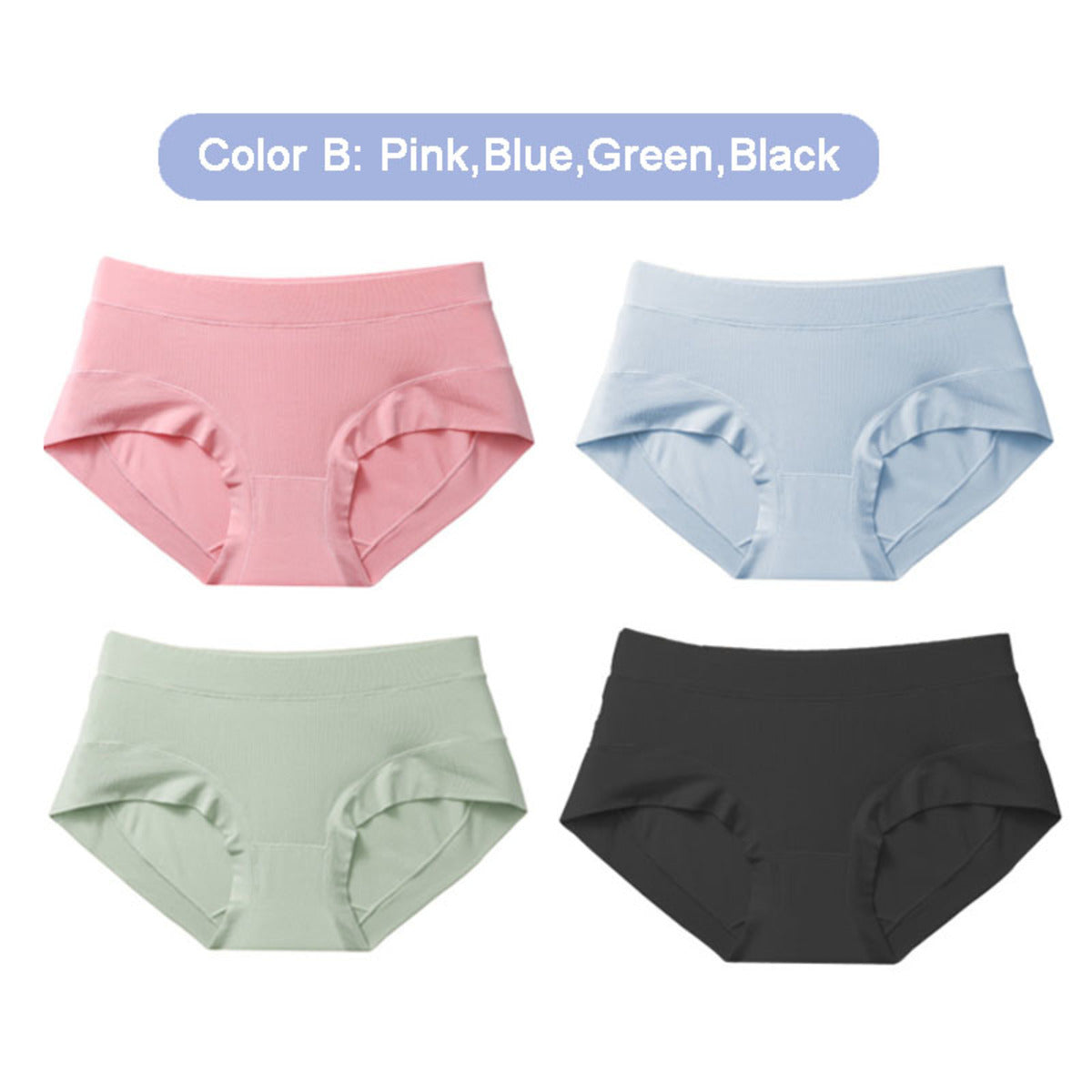 (SG InStock) 60 Thread Count Seamless Modal Antibacterial 4 Pcs Set Low Waist. (Ice Silk Panties. Underpants) - SPT06