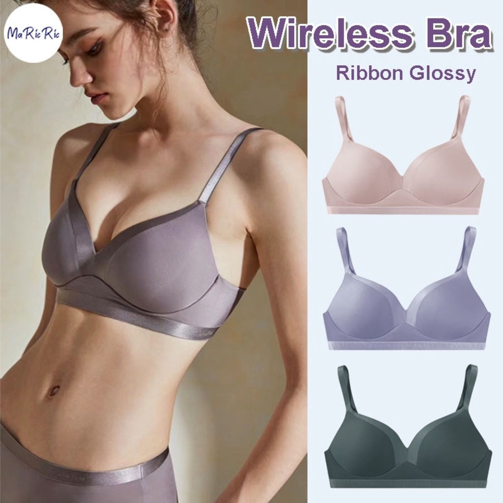 (SG InStock) Ribbon Glossy Seamless Bra Series (Wireless. Strapless. Push up) - MBA11