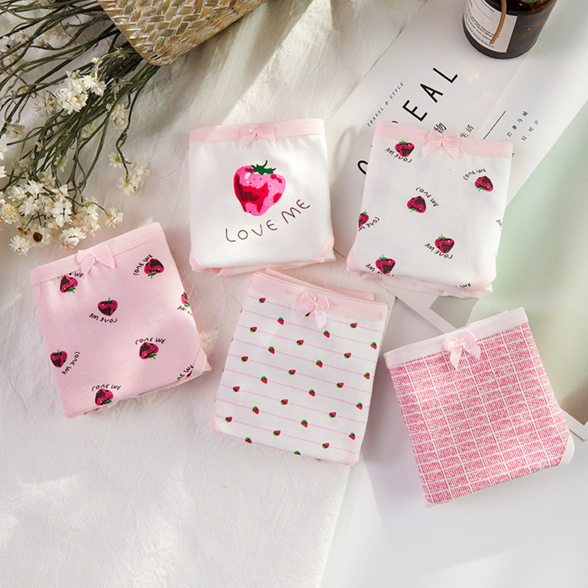 (SG InStock) Ma Ric Ric 5 Pcs Set Low-Waist Antibacterial Cotton Panties (Ladies. Girls. Underwear. Underpants) LPT 1-10