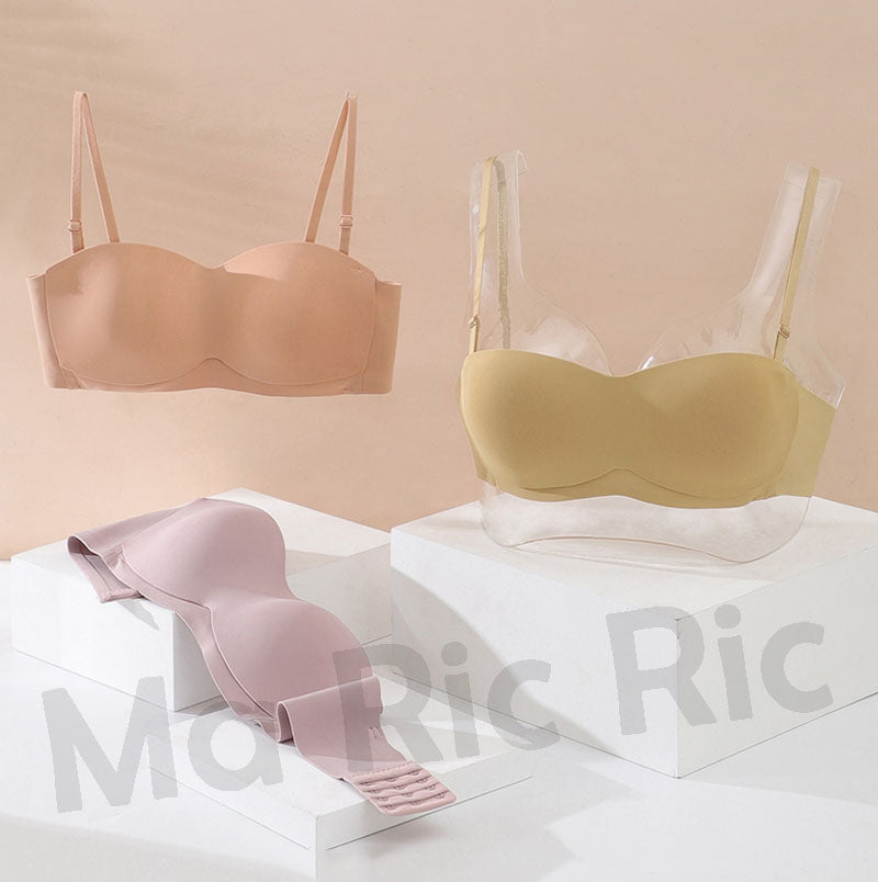 (SG InStock) Breathable Mesh Thin Pad Seamless Strapless Bra  (Wireless. Seamless. Strapless. Push up) - MBA09