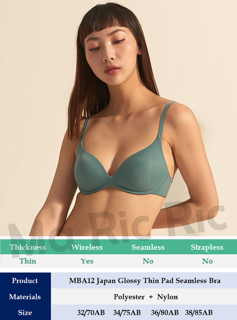 (SG InStock) Japan Glossy Thin Pad Seamless Bra (Wireless. Strapless. Push up) - MBA12