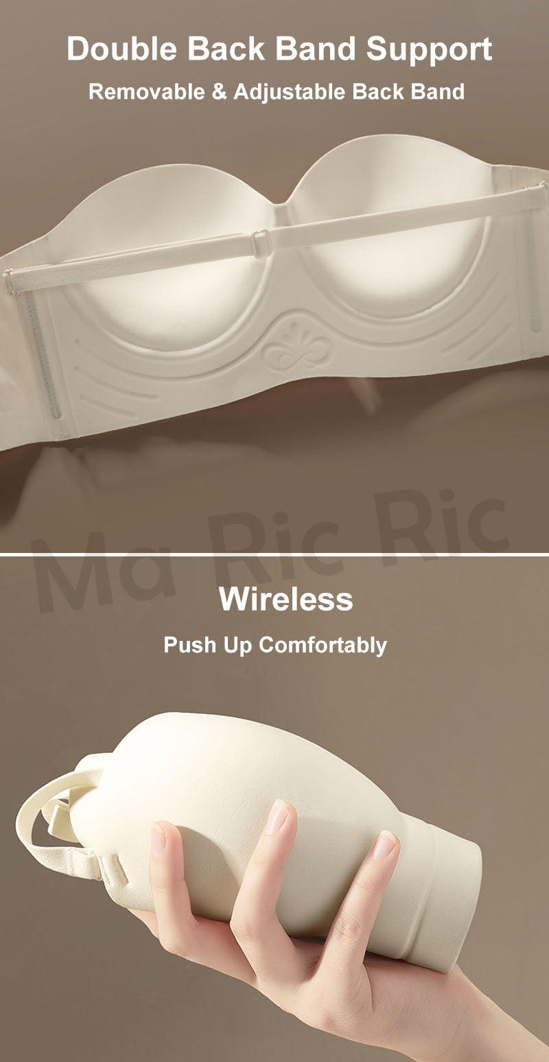 (SG InStock) Ultra Thick Push Up Double Back Band Strapless Bra (Wireless. Strapless.Seamless) - MBA15