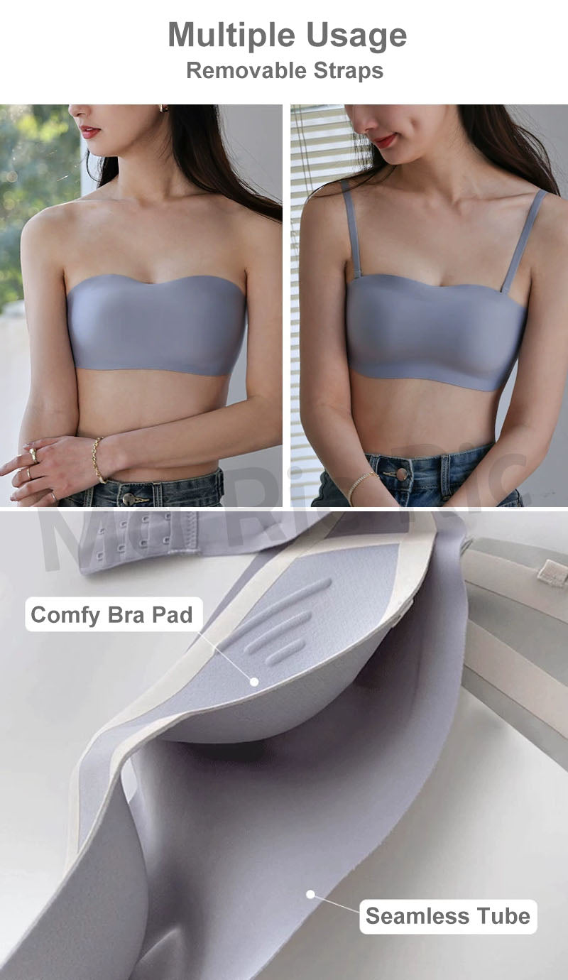 (SG InStock) Ma Ric Ric Cloud Feel Strapless Seamless Anti-Slip Tube Bra (Wireless. Seamless. Strapless) - MBA16