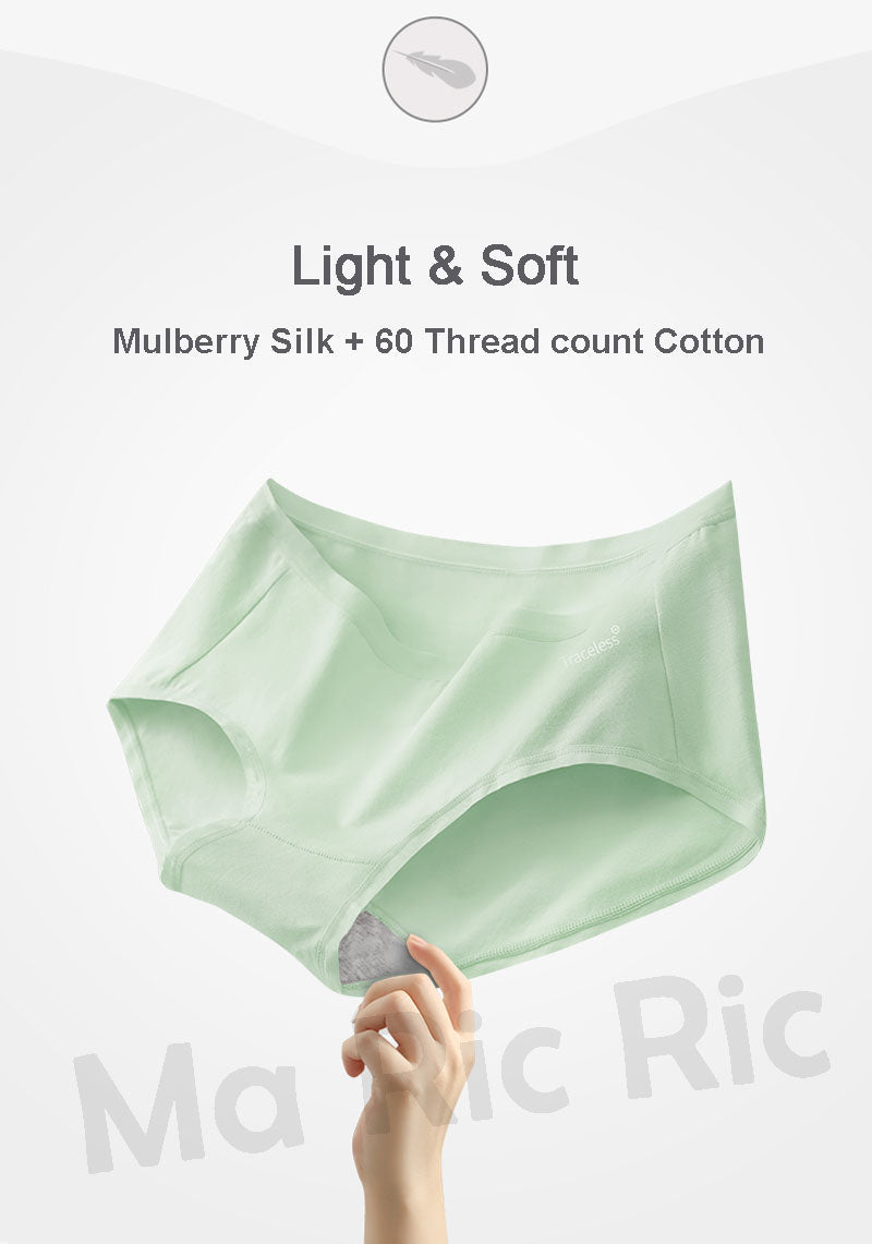 (SG InStock) Mulberry Silk + 60s Cotton Panties. Seamless Underwear, Modal. Comfy- SPT08