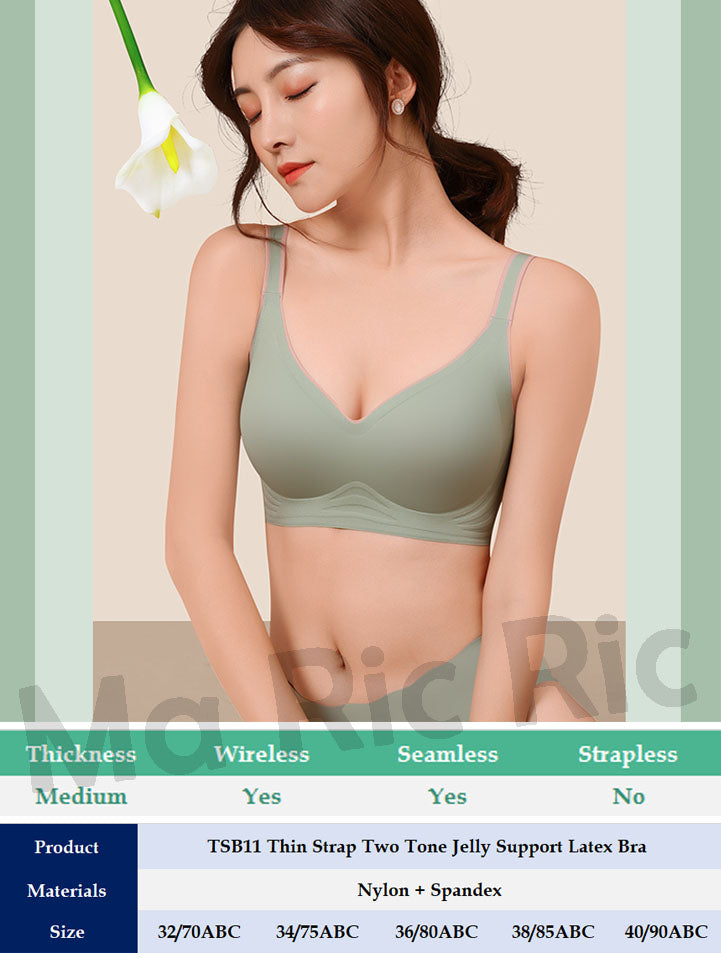 (SG InStock) Thin Strap Two Tone Jelly Support Latex Bra. Many Design (Wireless. Seamless. Strapless. Sports) - TSB11