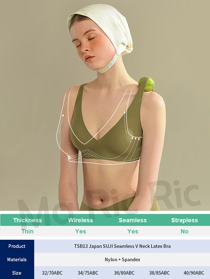 (SG InStock) Japan Suji Bra Seamless Wireless V Neck Latex Bra (Seamless. Strapless. Sports) - TSB13