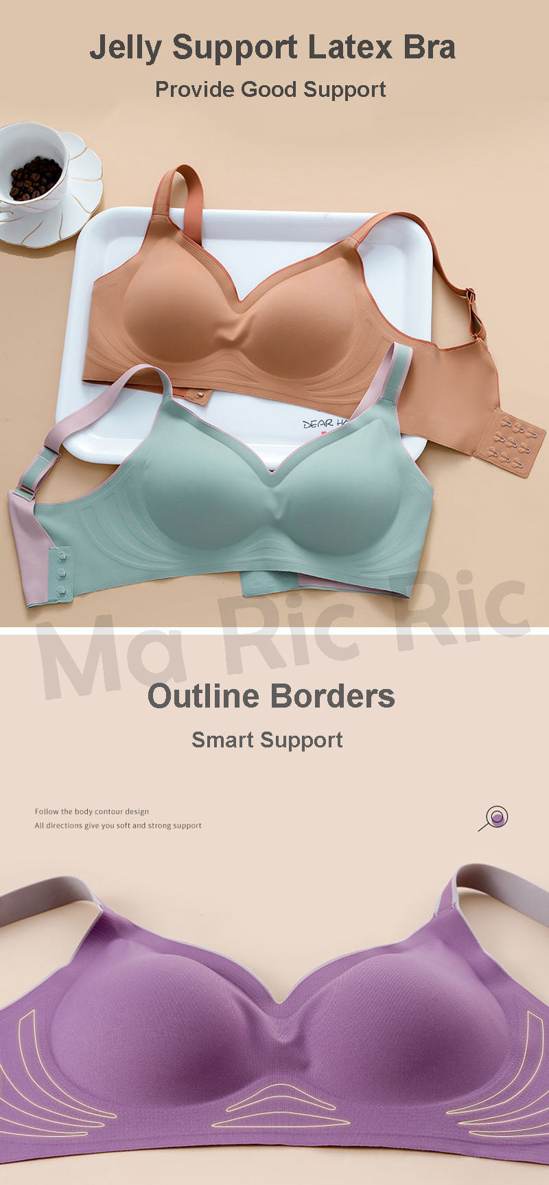 (SG InStock) Thin Strap Two Tone Jelly Support Latex Bra. Many Design (Wireless. Seamless. Strapless. Sports) - TSB11
