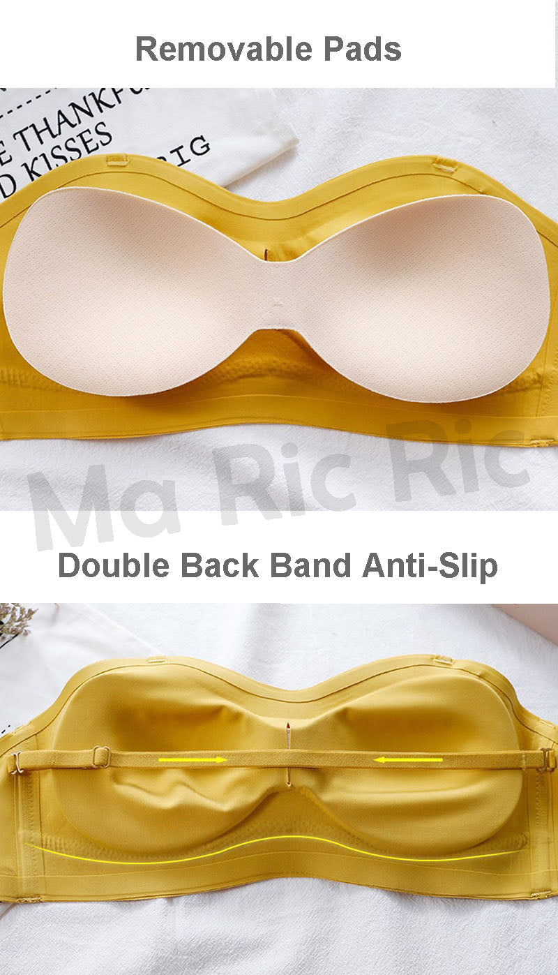 (SG InStock) Strapless Double Back Band Anti-Slip Latex Bra suji (Seamless. Strapless. Sports) - TSB14