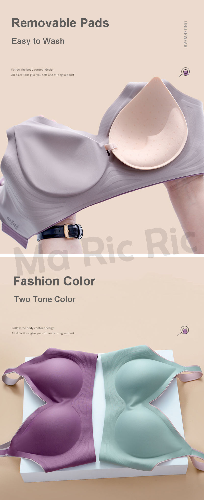 (SG InStock) Thin Strap Two Tone Jelly Support Latex Bra. Many Design (Wireless. Seamless. Strapless. Sports) - TSB11