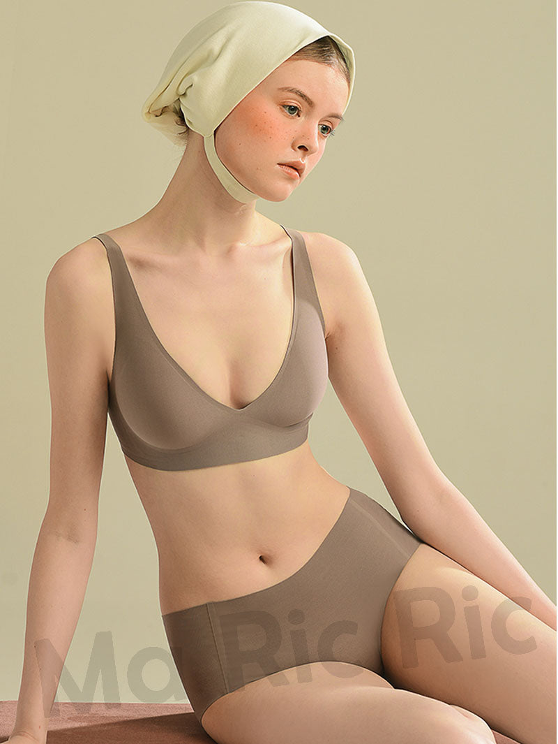 (SG InStock) Japan Suji Bra Seamless Wireless V Neck Latex Bra (Seamless. Strapless. Sports) - TSB13