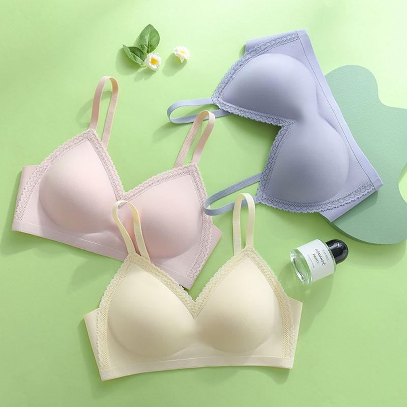 (SG InStock) Thin Strap French Style Lace Seamless Latex Bra. Many Design (Wireless. Seamless. Strapless. Sports) - TSB02