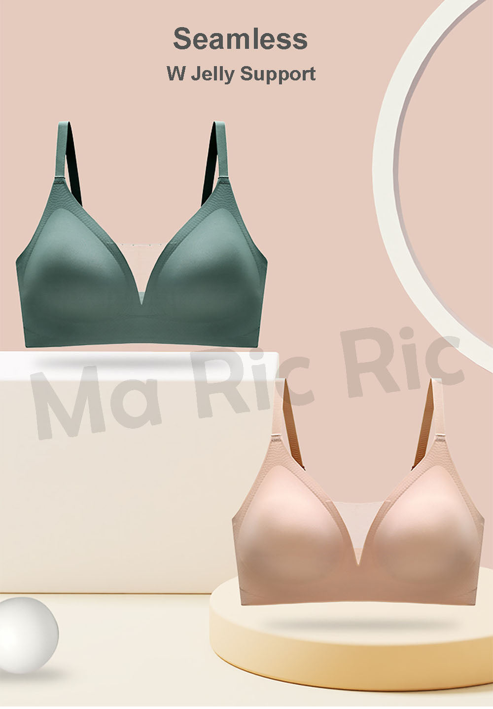 (SG InStock) Japan Suji V Neck Mesh Seamless Latex Bra (Seamless. Strapless. Sports) - TSB17