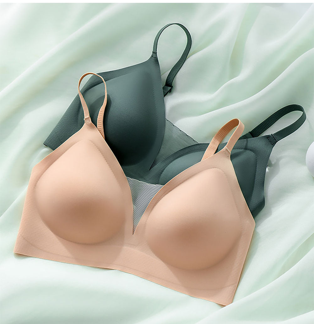 (SG InStock) Japan Suji V Neck Mesh Seamless Latex Bra (Seamless. Strapless. Sports) - TSB17