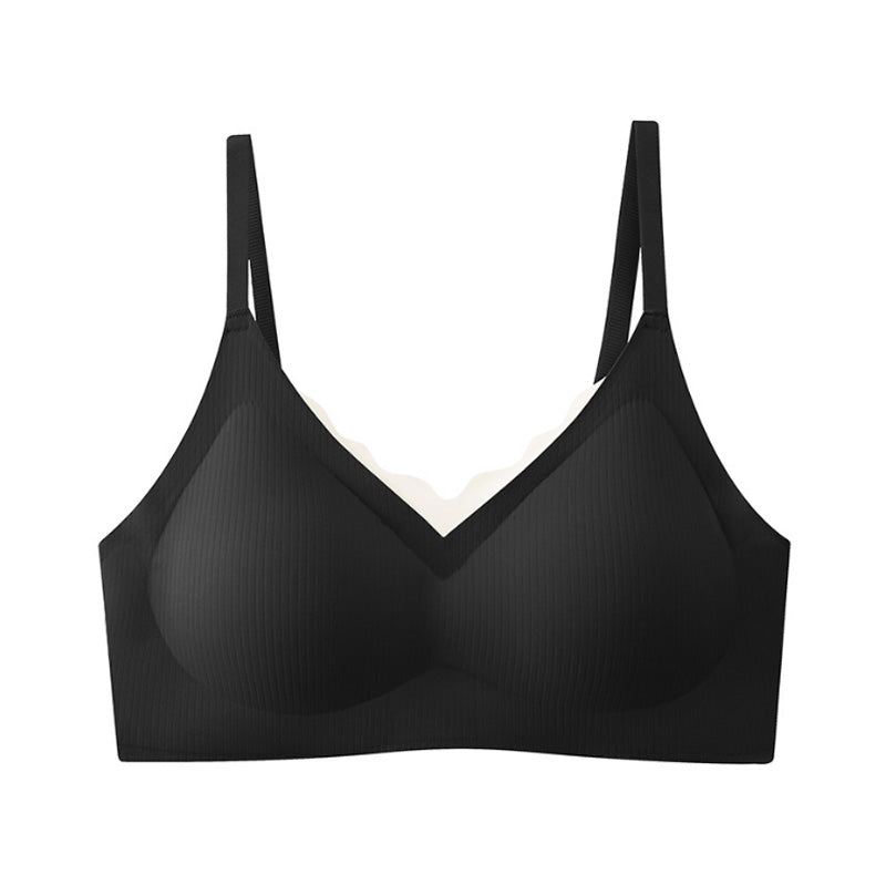 (SG InStock) Ma Ric Ric Wave Neck Semi-Fixed Pad Wireless Latex Bra (Wireless. Seamless. lingerie) - TSB29