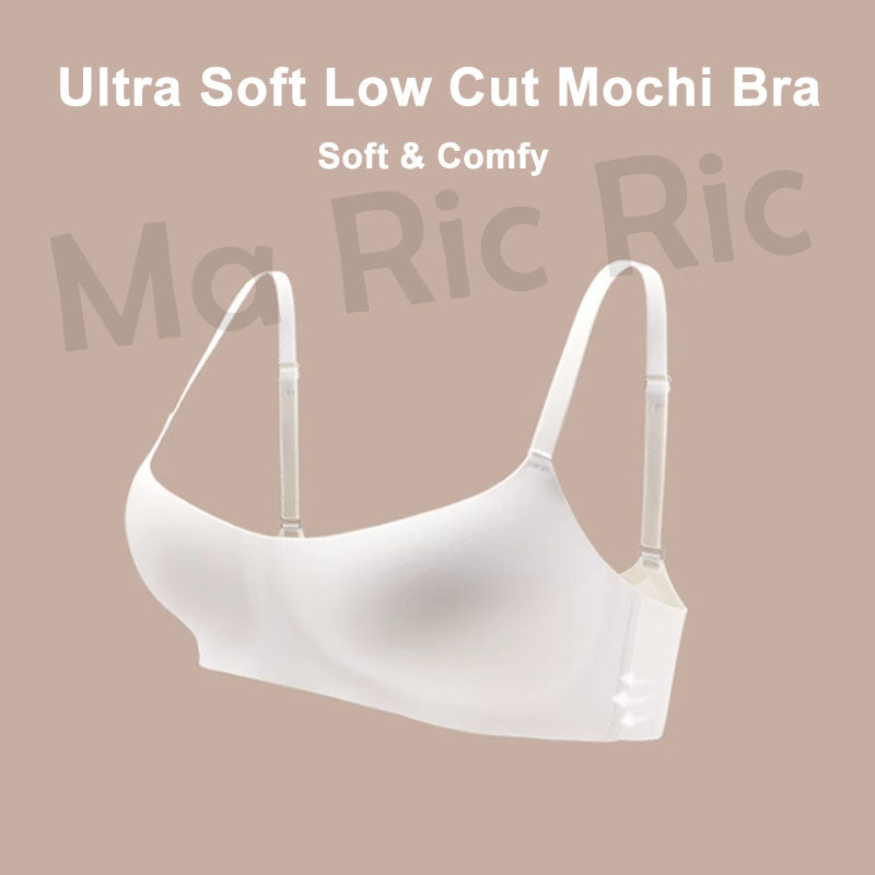 (SG InStock) Ultra Soft Thin Pad Scoop-Neck Mochi Bra (Half Cup. Wireless. Seamless. lingerie) - MBA17