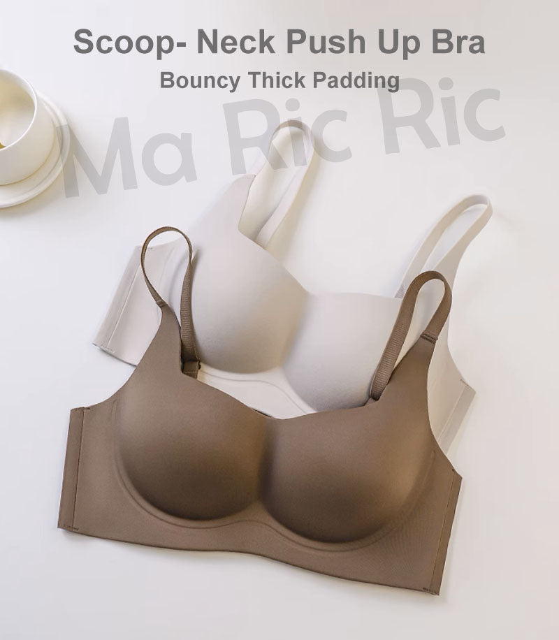 (SG InStock) Bouncy Thick Padding Scoop Neck Push Up Wireless Bra (Wireless. Seamless. lingerie) - MBA19