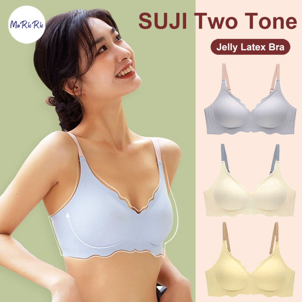 (SG InStock) Suji Two Tone Jelly Support Seamless Latex Bra. Many Design (Wireless. Seamless. Strapless. Sports) - TSB04