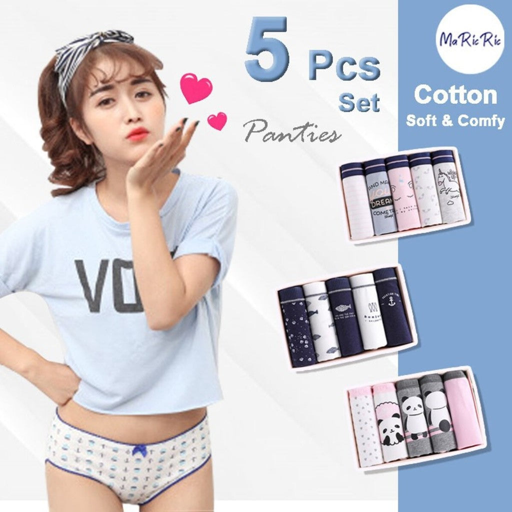 (SG InStock) Ma Ric Ric 5 Pcs Set Low-Waist Antibacterial Cotton Panties (Ladies. Girls. Underwear. Underpants) LPT 1-10