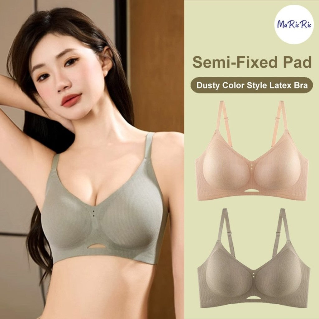 (SG InStock) Ma Ric Ric Dusty Color Style Semi-Fixed Pad Wireless Latex Bra (Wireless. Seamless. lingerie) - TSB30
