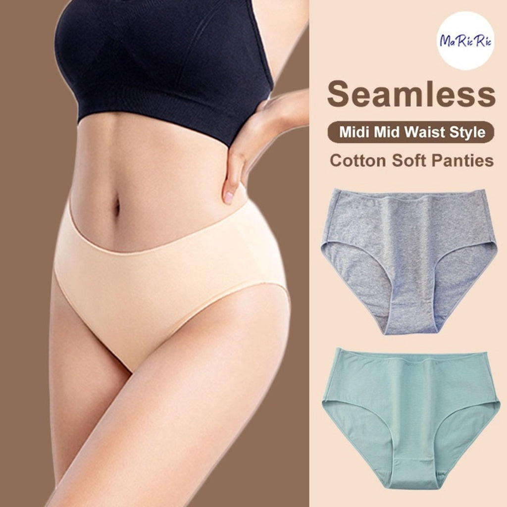 [SG InStock] Midi Mid Waist Seamless Cotton Panties (Ladies. Girls. Panty. Underwear. Underpants) - MIS04