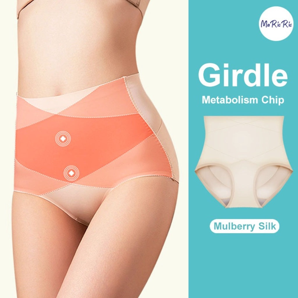 (SG InStock) Mulberry Silk Metabolism Chip Criss Cross Mid Waist Girdle. (Body shaper. Binder. Lingerie Panty) - GDL16