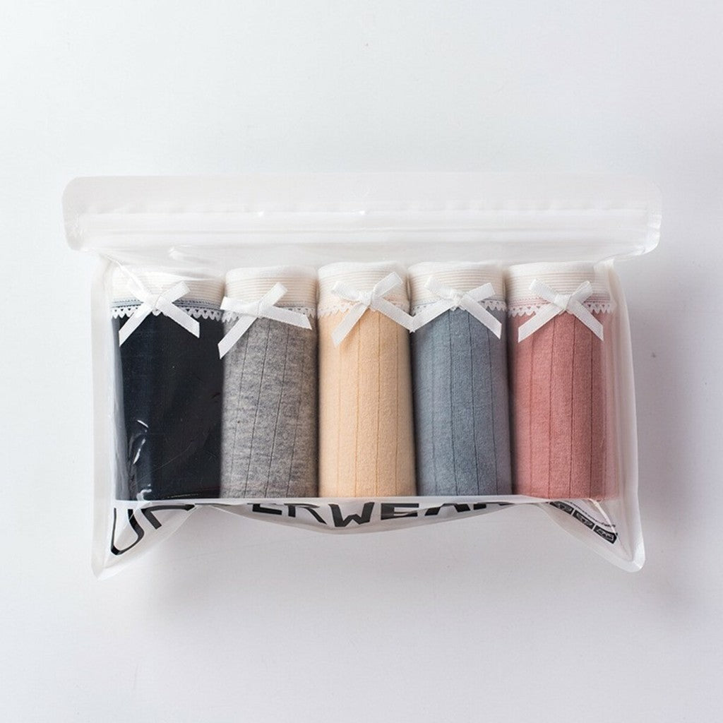 (SG InStock) 5 Pcs Set Low-Waist Antibacterial Cotton Panties (Ladies. Girls. Panty. Underwear. Underpants) LPT 11-24