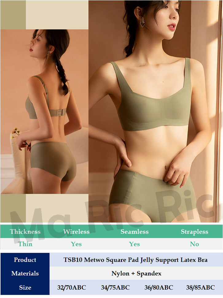 (SG InStock) Metwo Square Pad Jelly Support Latex Bra. Many Design (Seamless. Strapless. Comfy. Sports) - TSB10