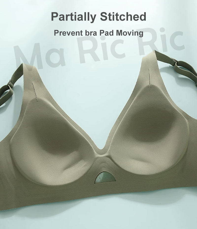 (SG InStock) Suji Semi-Fixed Pad Mesh Patchwork Latex Bra (Suji Bra. Wireless. Seamless. lingerie) - TSB23