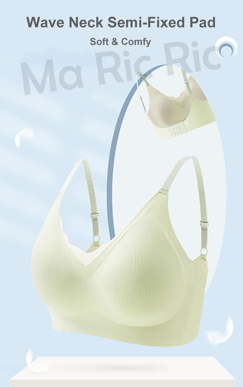 (SG InStock) Ma Ric Ric Wave Neck Semi-Fixed Pad Wireless Latex Bra (Wireless. Seamless. lingerie) - TSB29