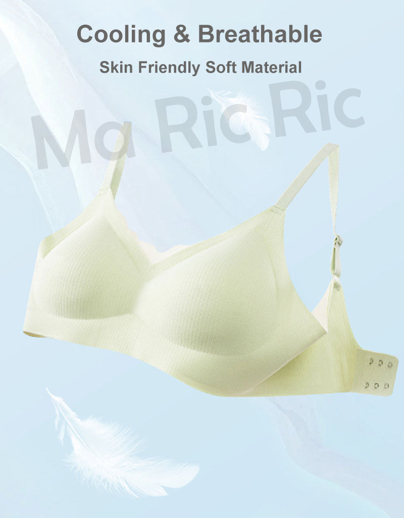 (SG InStock) Ma Ric Ric Wave Neck Semi-Fixed Pad Wireless Latex Bra (Wireless. Seamless. lingerie) - TSB29