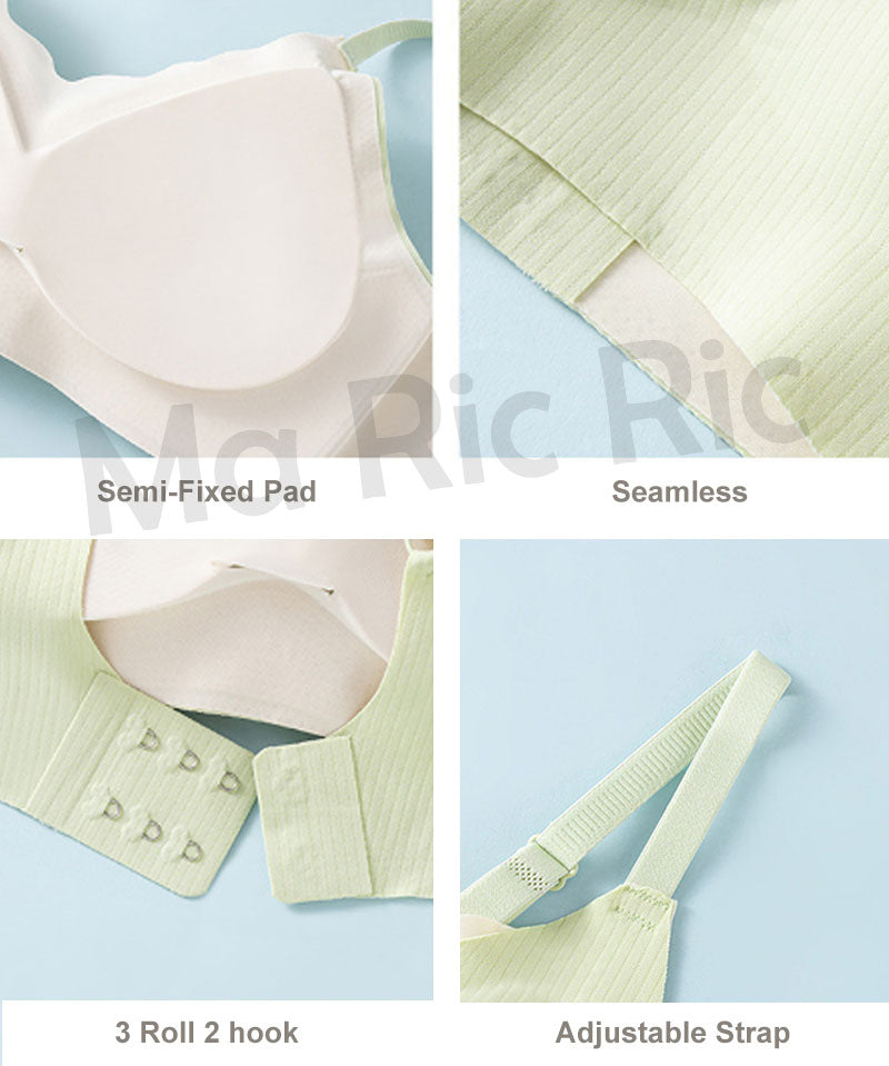 (SG InStock) Ma Ric Ric Wave Neck Semi-Fixed Pad Wireless Latex Bra (Wireless. Seamless. lingerie) - TSB29