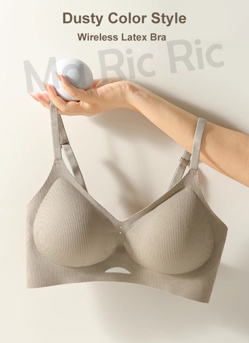 (SG InStock) Ma Ric Ric Dusty Color Style Semi-Fixed Pad Wireless Latex Bra (Wireless. Seamless. lingerie) - TSB30