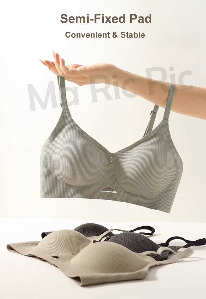 (SG InStock) Ma Ric Ric Dusty Color Style Semi-Fixed Pad Wireless Latex Bra (Wireless. Seamless. lingerie) - TSB30