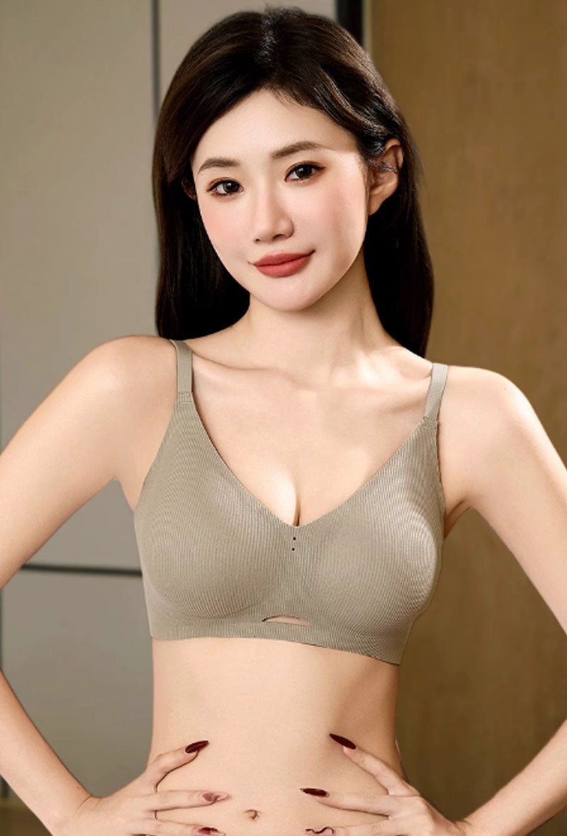 (SG InStock) Ma Ric Ric Dusty Color Style Semi-Fixed Pad Wireless Latex Bra (Wireless. Seamless. lingerie) - TSB30