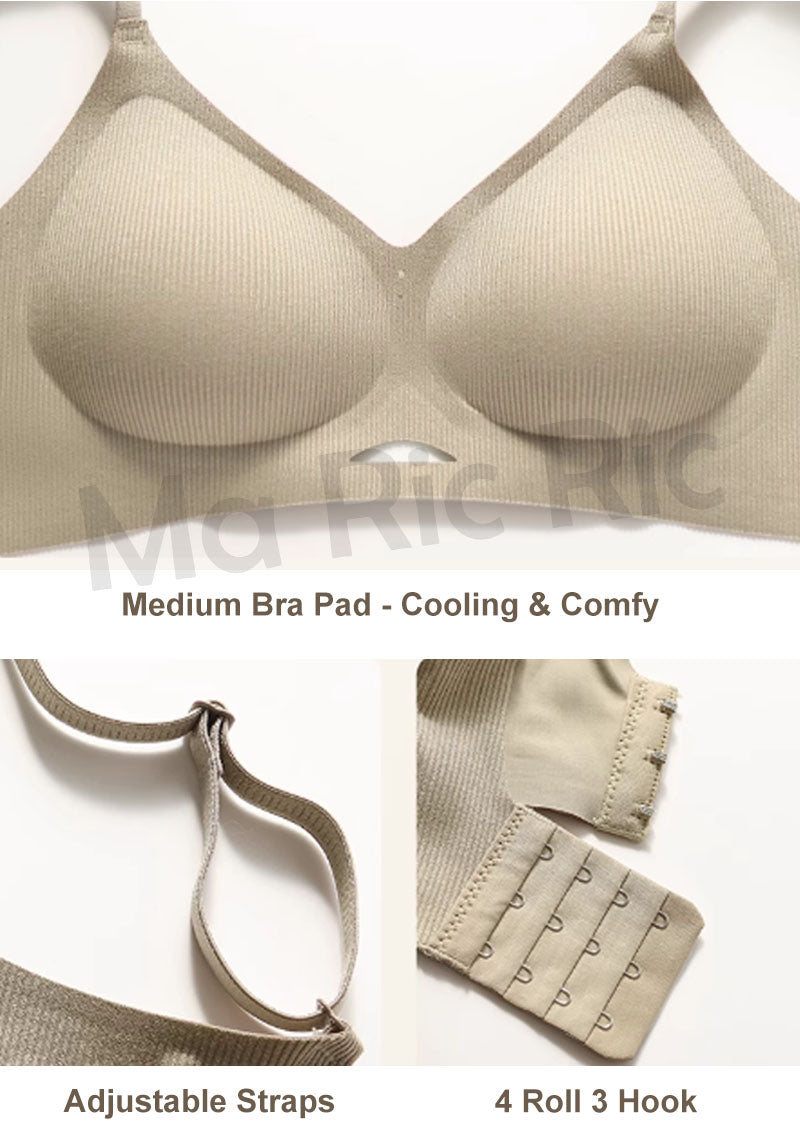 (SG InStock) Ma Ric Ric Dusty Color Style Semi-Fixed Pad Wireless Latex Bra (Wireless. Seamless. lingerie) - TSB30