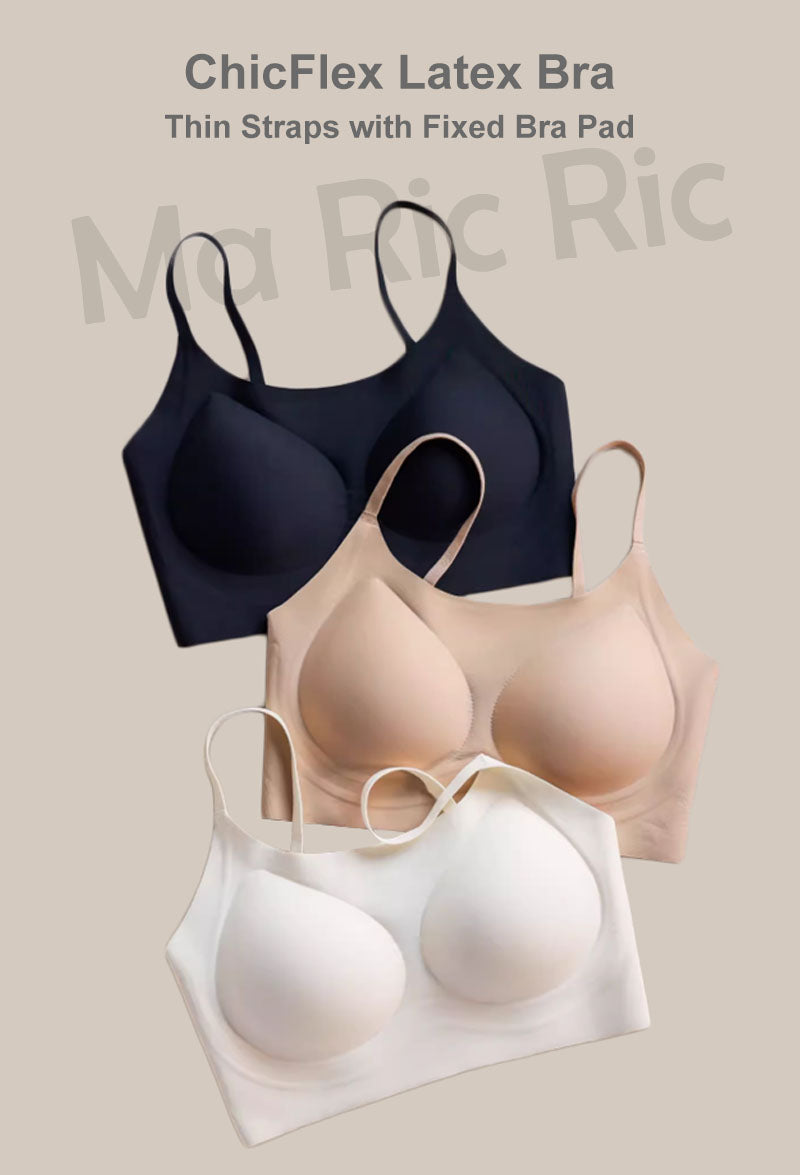(SG InStock) Ma Ric Ric ChicFlex Thin Straps Multiway Usage Fixed-pad Latex Bra (Wireless. Seamless. lingerie) - TSB31