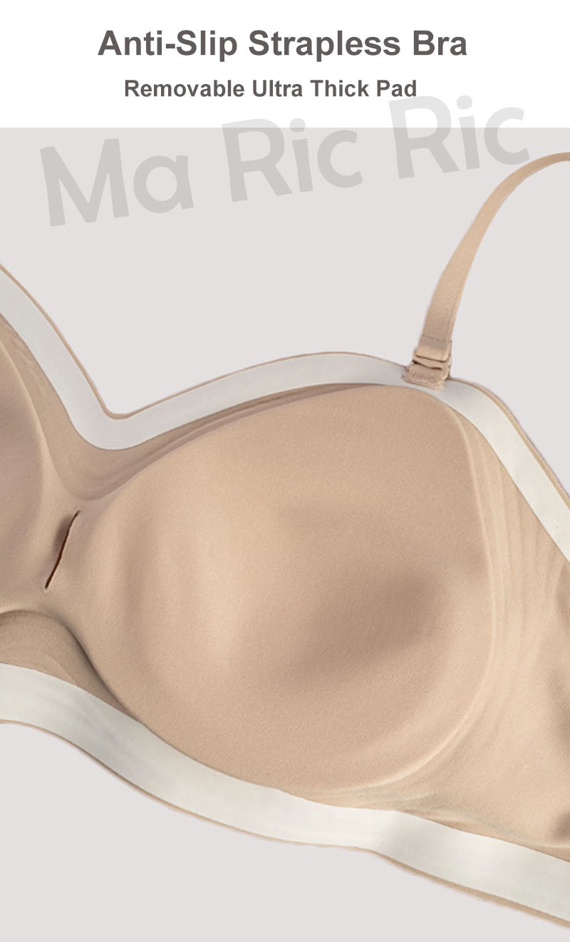 (SG InStock) Ma Ric Ric StayUp Curve Non-Slip Strapless Ultra Push Up Latex Bra (Wireless. Seamless. lingerie) - TSB33